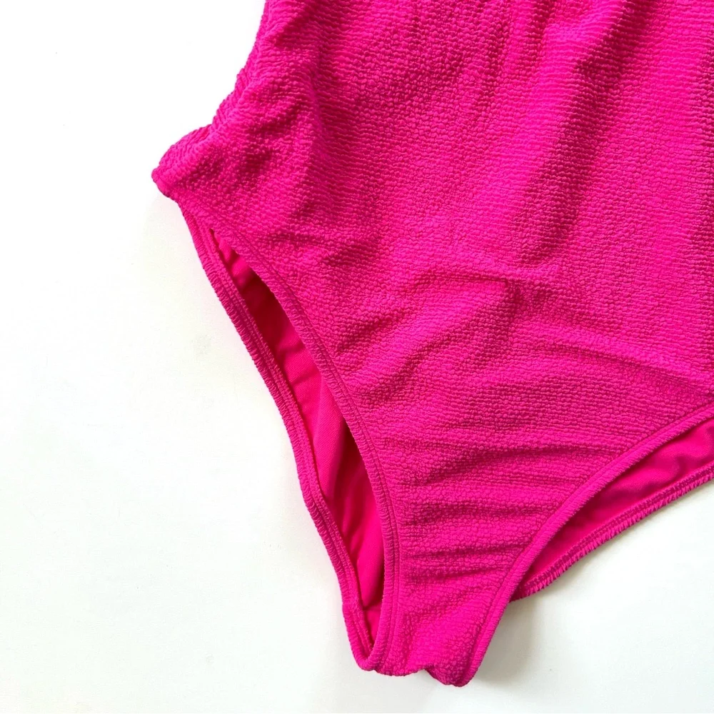 Target Shade & Shore Pink Texture Pucker High Leg Square Neck One Piece Swimsuit